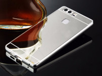 Луксозен алуминиев бъмпър с твърд гръб огледален сребрист гръб за Huawei P9 Plus 